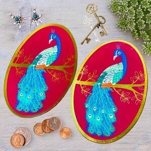 NWT Peacock Trinket Dish Set